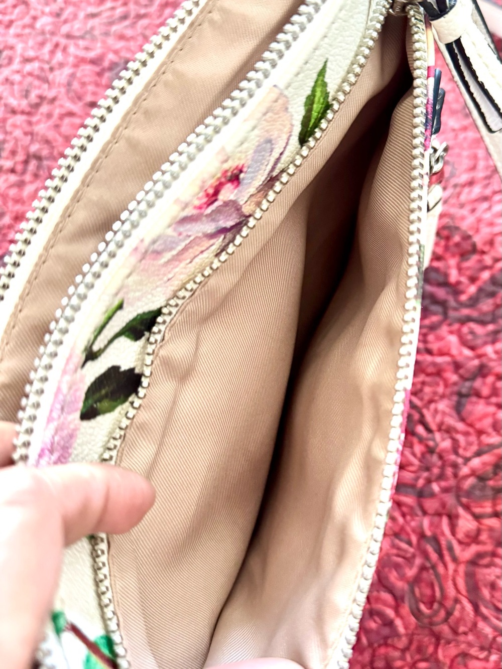 Dana Buchman White Floral Crossbody Bag Pink Peony Spring Summer Purse - Picture 7 of 10